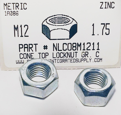 M12-1.75 HEX CONE TOP LOCK NUT CLASS 10 STEEL ZINC PLATED