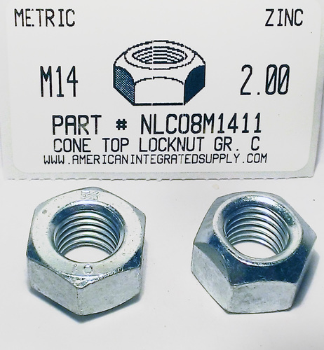 M14-2.00 HEX CONE TOP LOCKNUT CLASS 10 ZINC PLATED