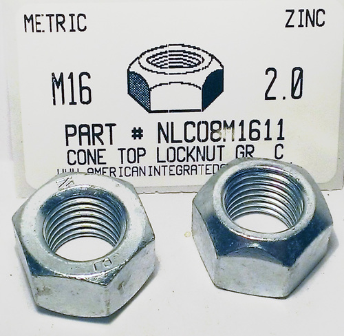 M16-2.00 HEX CONE TOP LOCKNUT CLASS 10 STEEL ZINC PLATED