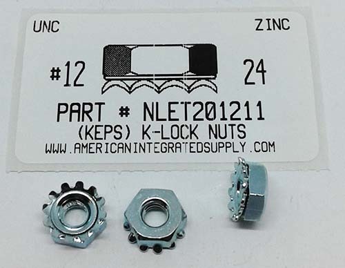 #12-24 HEX K-LOCKNUT WITH EXTERNAL TOOTH WASHER ATTACHED STEEL ZINC PLATED