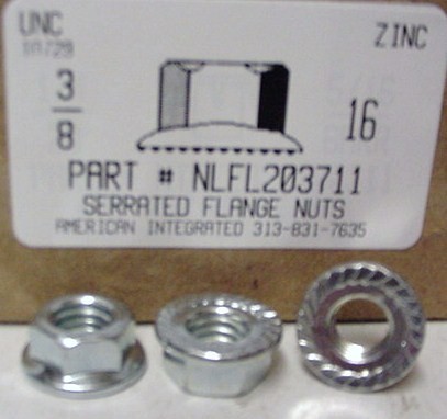 3/8-16 HEX SERRATED FLANGE LOCKNUT CASE HARDENED STEEL ZINC PLATED