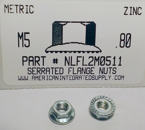 M5-.80 HEX SERRATED FLANGE LOCK NUT STEEL ZINC PLATED