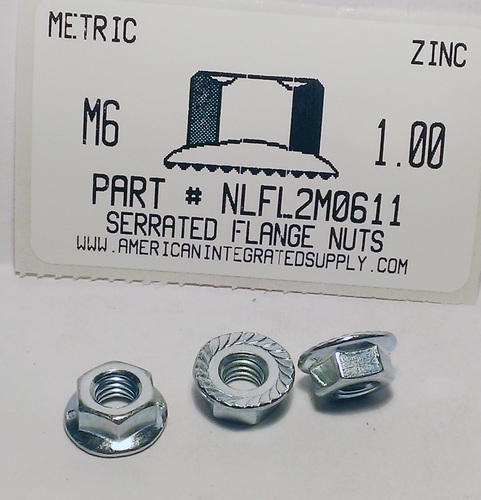 M6-1.00 HEX SERRATED FLANGE LOCKNUTS STEEL ZINC PLATED