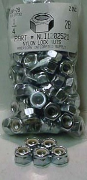 1/4-28 HEX NYLON INSERT LOCK NUT NE SERIES STEEL ZINC PLATED