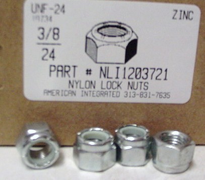 3/8-24 HEX NYLON INSERT LOCK NUT NE SERIES STEEL ZINC PLATED