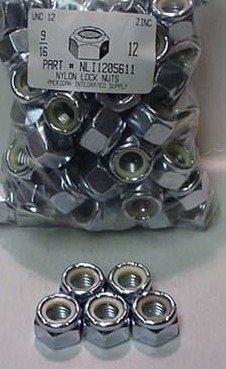 9/16-12 HEX NYLON INSERT LOCK NUT NE SERIES STEEL ZINC PLATED