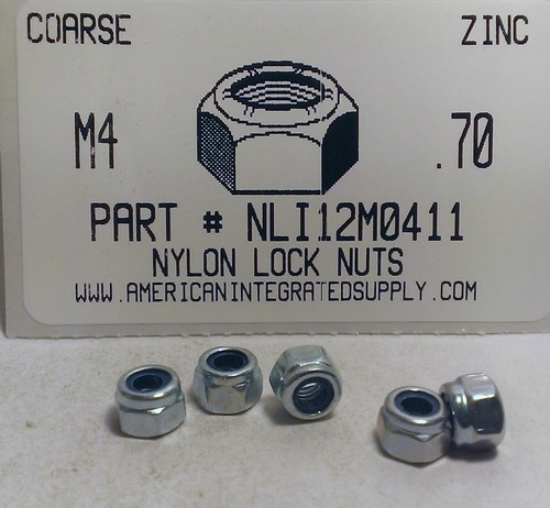 M4-.70 HEX NYLON INSERT LOCK NUT STEEL ZINC PLATED D985