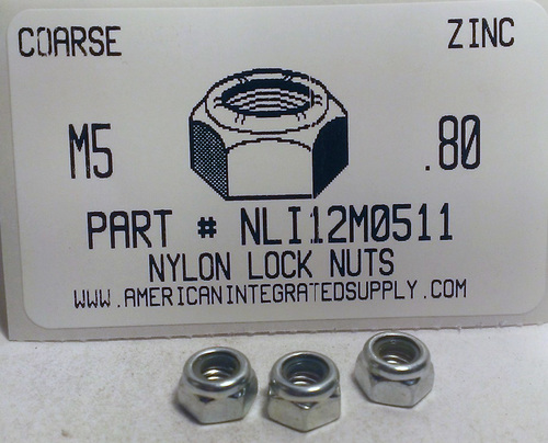 M5-.80 HEX NYLON INSERT LOCK NUT STEEL ZINC PLATED D985