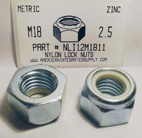 M18-2.50 HEX NYLON INSERT LOCK NUT CLASS 8 STEEL ZINC PLATED D985