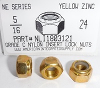 5/16-24 HEX NYLON INSERT LOCK NUT NE SERIES GRADE C STEEL YELLOW ZINC PLATED