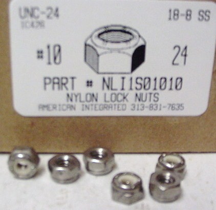 #10-24 HEX NYLON INSERT LOCKNUT 18-8 STAINLESS STEEL