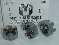 1/2-13 HEX SLOTTED NUT STEEL ZINC PLATED