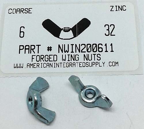 #6-32 WING NUT COLD FORGED STEEL ZINC PLATED