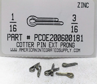 1/16X3/16 COTTER PIN EXTENDED PRONG STEEL ZINC PLATED