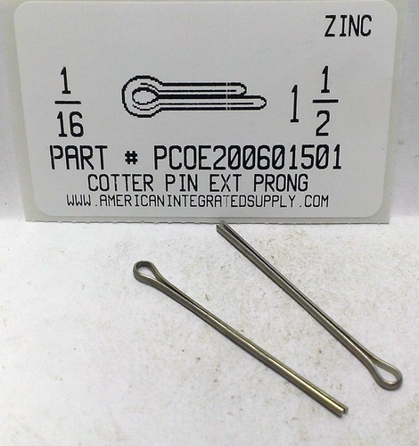 1/16X1-1/2 COTTER PIN EXTENDED PRONG STEEL ZINC PLATED