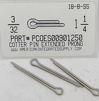 3/32X1-1/4 COTTER PIN EXTENDED PRONG 18-8 STAINLESS STEEL