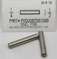 1/4X1-1/2 DOWEL PIN 18-8 STAINLESS STEEL