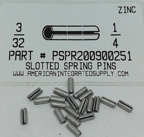 3/32X1/4 SLOTTED SPRING PIN STEEL ZINC PLATED