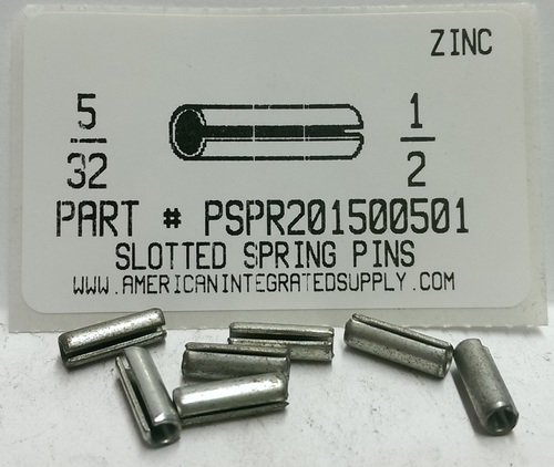 5/32X1/2 SLOTTED SPRING PIN STEEL ZINC PLATED