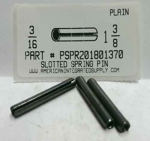 3/16X1-3/8 SLOTTED SPRING PIN STEEL PLAIN