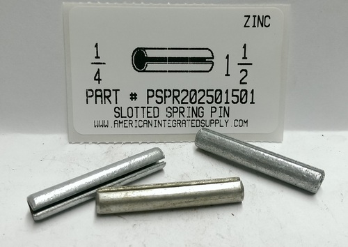 1/4X1-1/2 SLOTTED SPRING PIN STEEL ZINC PLATED