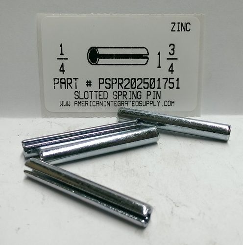 1/4X1-3/4 SLOTTED SPRING PIN STEEL ZINC PLATED