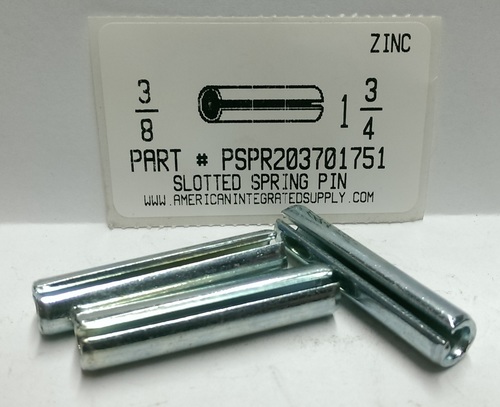 3/8X1-3/4 SLOTTED SPRING PIN STEEL ZINC PLATED