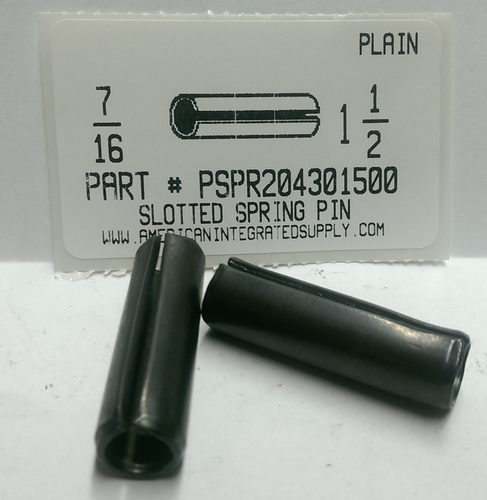 7/16X1-1/2 SLOTTED SPRING PIN STEEL PLAIN