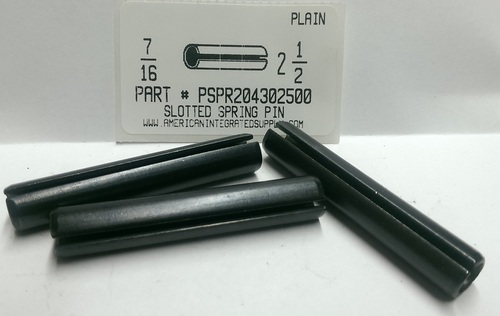 7/16X2-1/2 SLOTTED SPRING PIN STEEL PLAIN