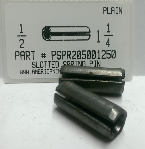 1/2X1-1/4 SLOTTED SPRING PIN STEEL PLAIN