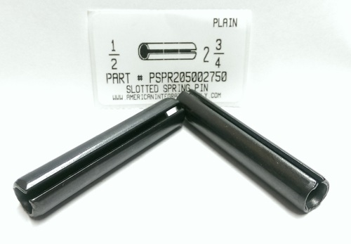 1/2X2-3/4 SLOTTED SPRING PIN STEEL PLAIN