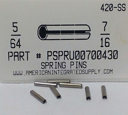 5/64X7/16 SLOTTED SPRING PIN 420 STAINLESS STEEL