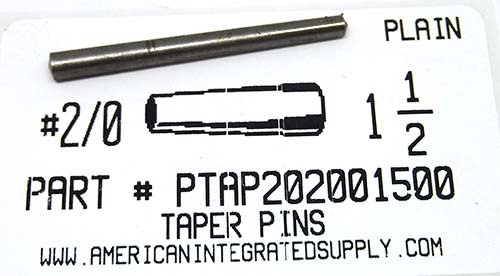 #2/0X1-1/2 TAPER PIN STEEL PLAIN .141" LARGE END DIAMETER