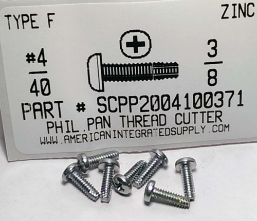 #4-40X3/8 PAN HEAD PHILLIPS THREAD CUTTING SCREW