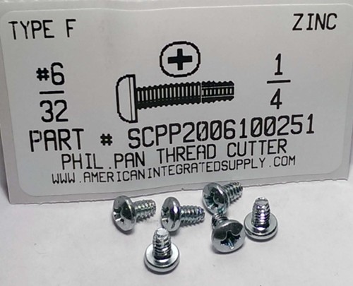 #6-32X1/4 PAN HEAD PHILLIPS THREAD CUTTING SCREW