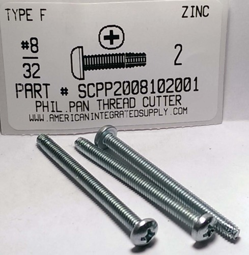 #8-32X2 PAN HEAD PHILLIPS THREAD CUTTING SCREW