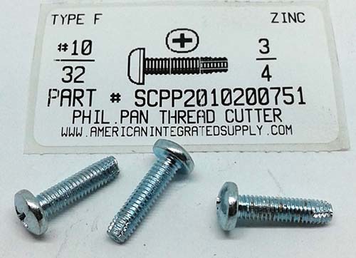 #10-32X3/4 PAN HEAD PHILLIPS THREAD CUTTING SCREW