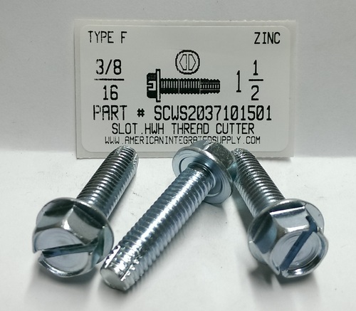 3/8-16X1-1/2 HEX WASHER HEAD SLOTTED THREAD CUTTING SCREW