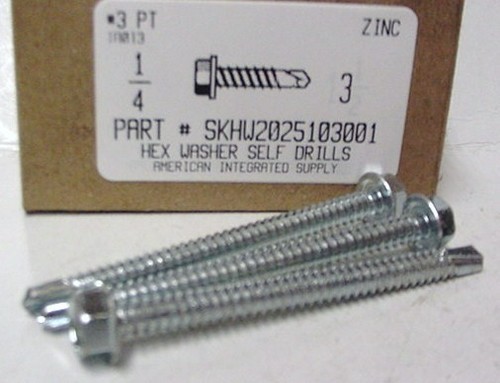 #14X3 HEX WASHER HEAD SELF DRILLING SCREW #3 POINT STEEL  ZINC PLATED