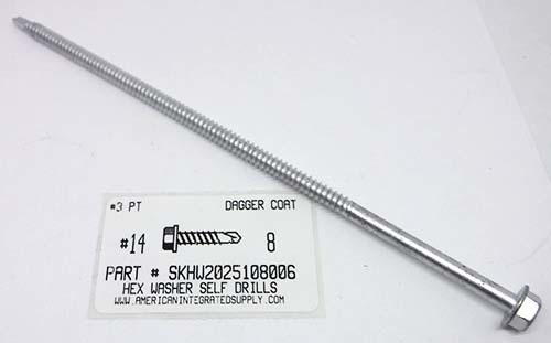 #14X8 HEX WASHER HEAD SELF DRILLING SCREW #3 POINT STEEL ZINC PLATED