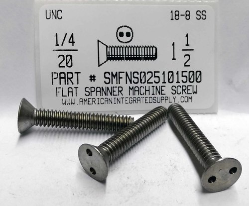 1/4-20X1-1/2 FLAT HEAD SPANNER DRIVE MACHINE SCREW 18-8 STAINLESS STEEL