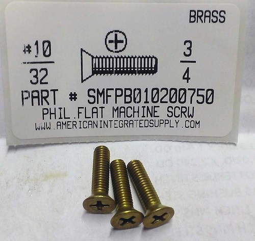 #10-32X3/4 FLAT HEAD PHILLIPS MACHINE SCREW BRASS