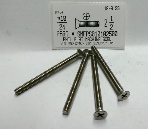 #10-24X2-1/2 FLAT HEAD PHILLIPS MACHINE SCREW 18-8 STAINLESS STEEL