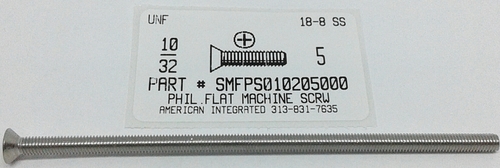 #10-32X5 FLAT HEAD PHILLIPS MACHINE SCREW 18-8 STAINLESS STEEL