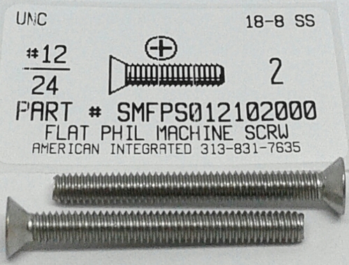 #12-24X2 FLAT HEAD PHILLIPS MACHINE SCREW 18-8 STAINLESS STEEL