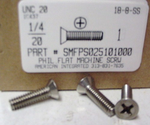 1/4-20X1 FLAT HEAD PHILLIPS MACHINE SCREW 18-8 STAINLESS STEEL