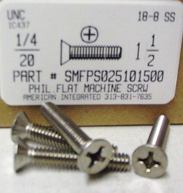 1/4-20X1-1/2 FLAT HEAD PHILLIPS MACHINE SCREW 18-8 STAINLESS STEEL