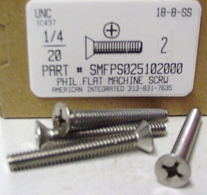 1/4-20X2 FLAT HEAD PHILLIPS MACHINE SCREW 18-8 STAINLESS STEEL