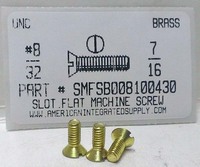 #8-32X7/16 FLAT HEAD SLOTTED MACHINE SCREW BRASS