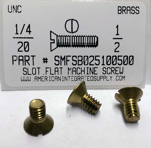 1/4-20X1/2 FLAT HEAD SLOTTED MACHINE SCREW BRASS